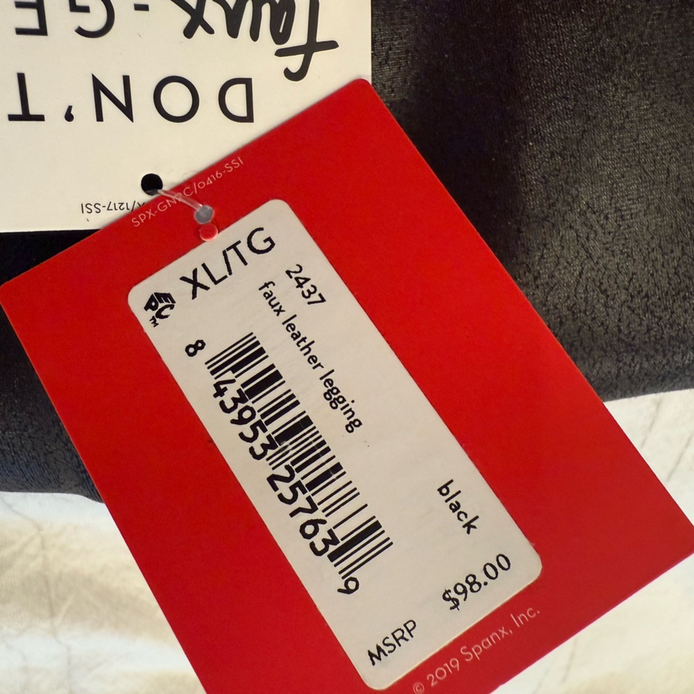 NWT SPANX Faux‎ Leather Leggings in Black size XL - Picture 9 of 9